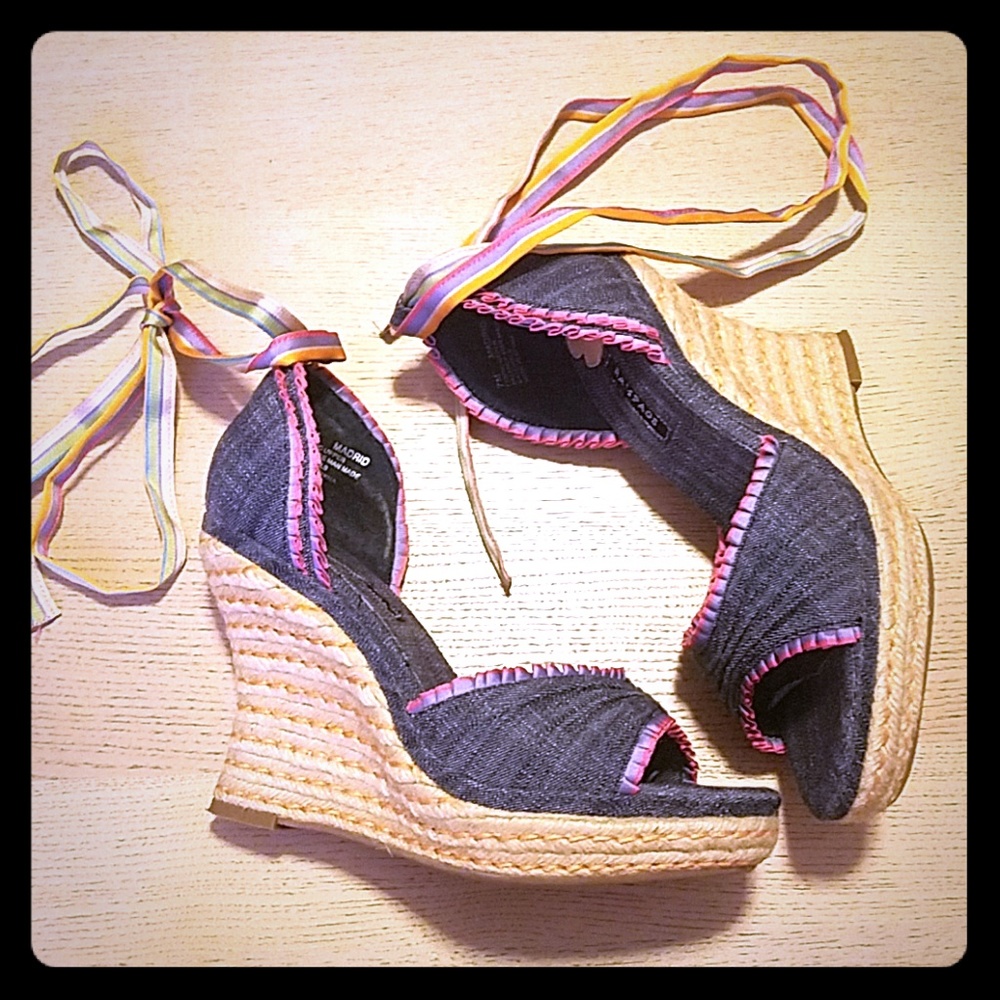 Multicolored platform espadrilles